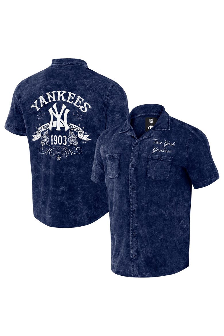 Men's Darius Rucker Collection by Fanatics  Navy New York Yankees Denim Team Color Button-Up Shirt, Alternate, color, Navy