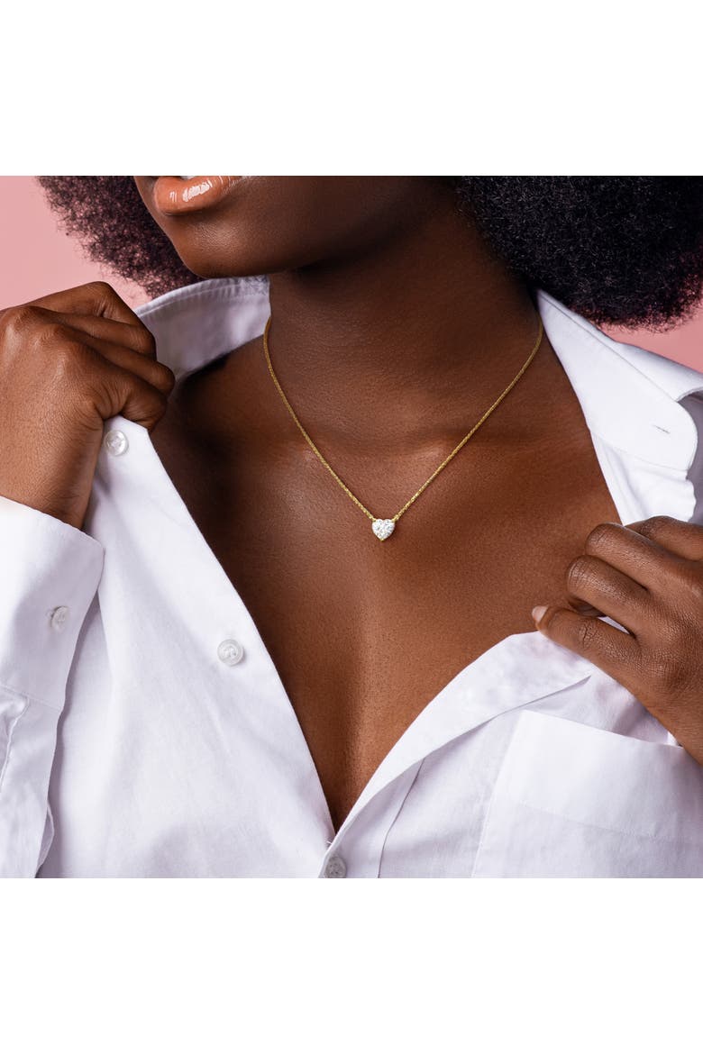 2 CTW Lab-Grown Diamond Heart Necklace 14K, Alternate, color, Yellow Gold