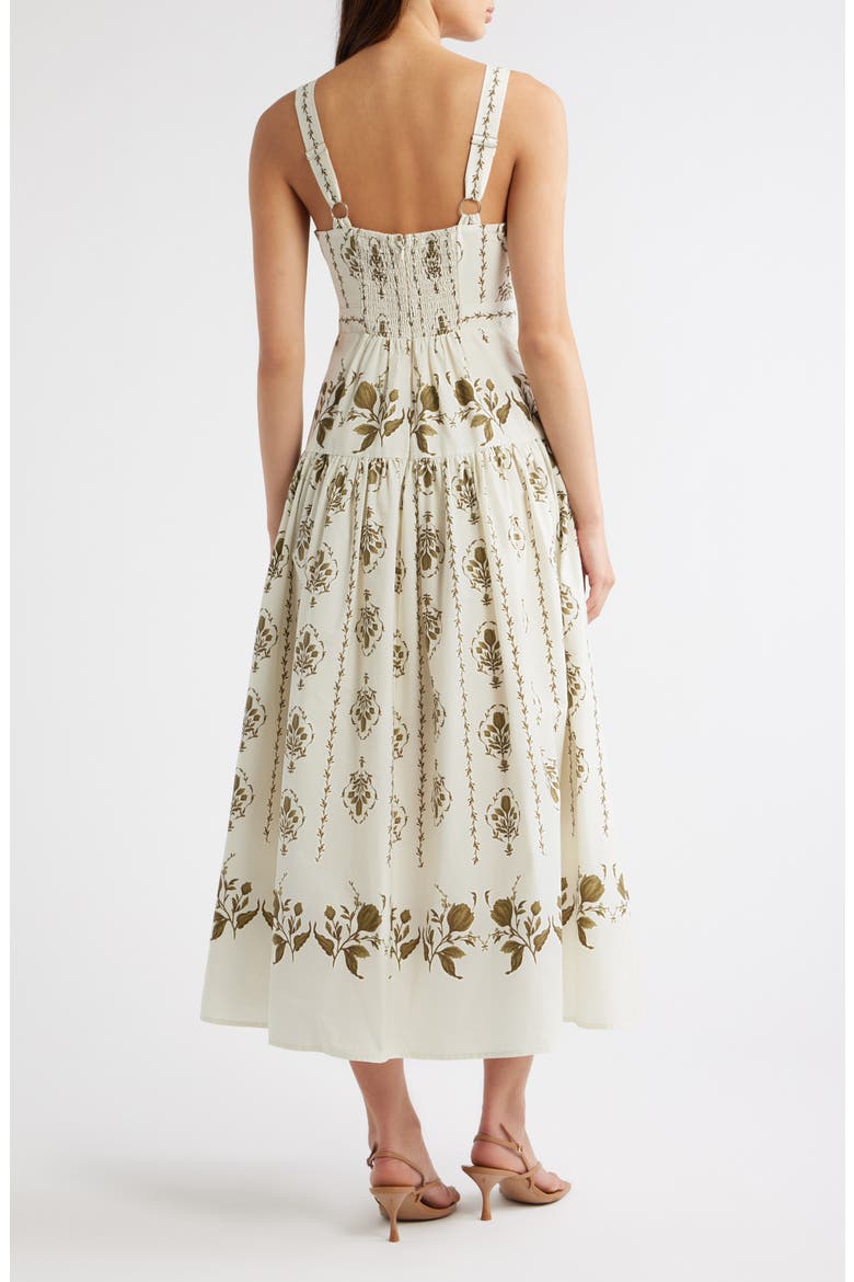 Print Sleeveless Midi Dress, Alternate, color, BEIGE MULTI