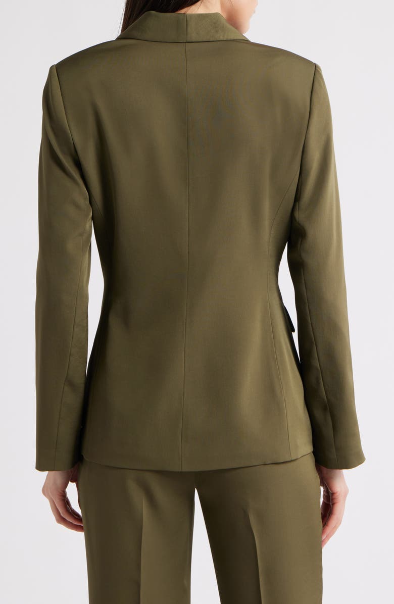 Tahari ASL Brushed Woven One-Button Blazer, Alternate, color, Olive