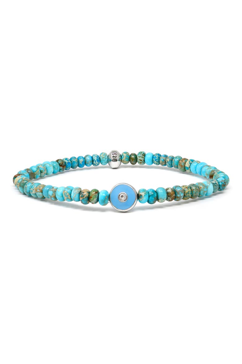 Jac + Jo Icon Turquoise Jasper Evil Eye Stretch Bracelet, Main, color, TURQUOISE/ AQUA