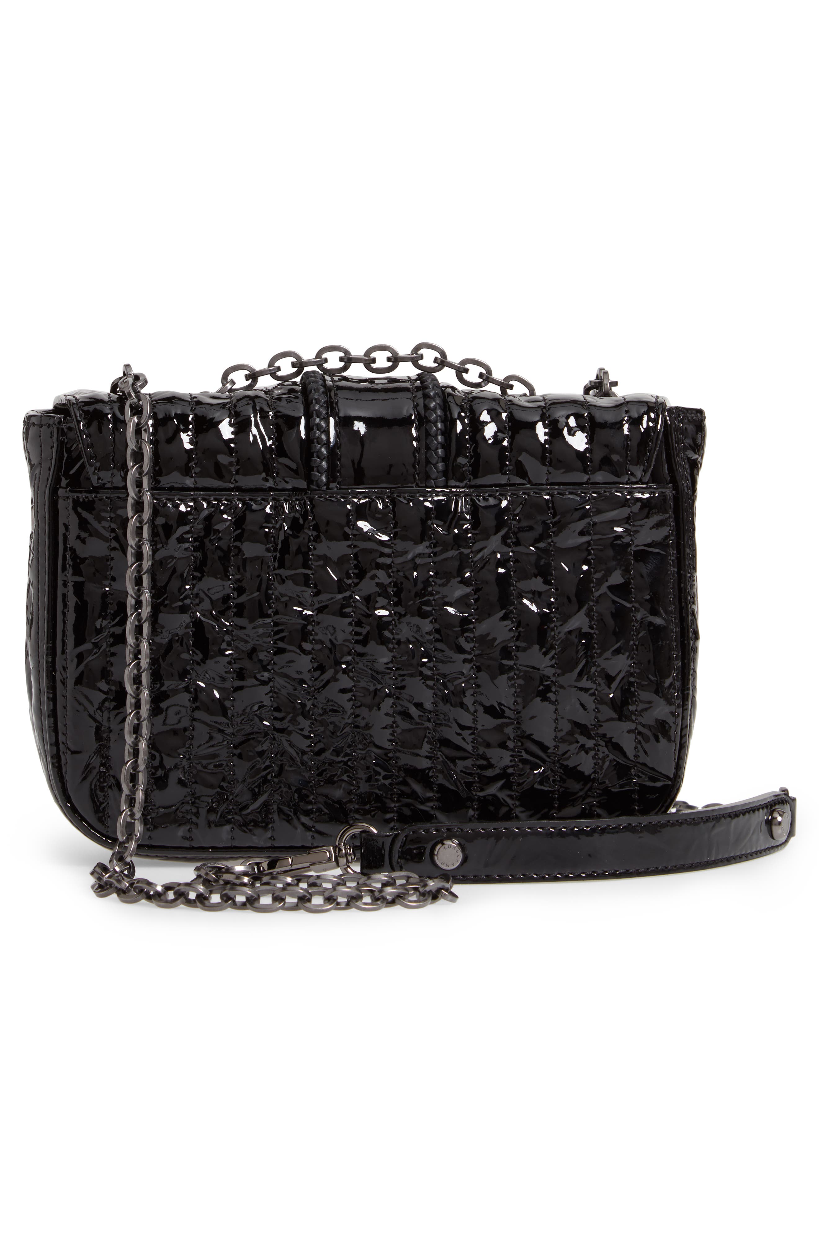 Amazone Vernis Leather Crossbody Bag, Alternate, color, BLACK