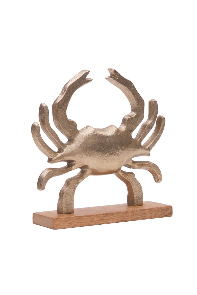 Gold Crab Crab Decorative Figurine 10", Main, color, Gold