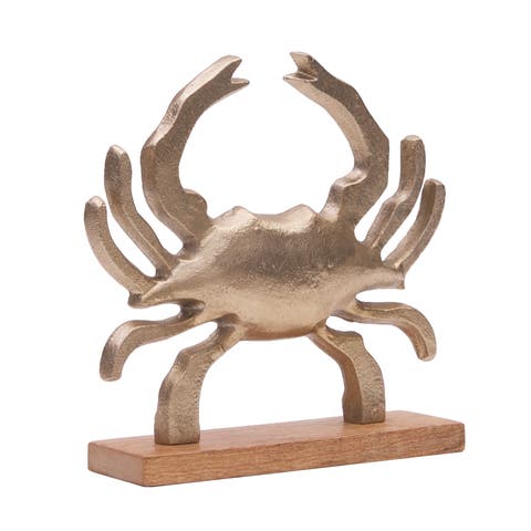 Metal Solid Crab Coastal Decorative Figurine