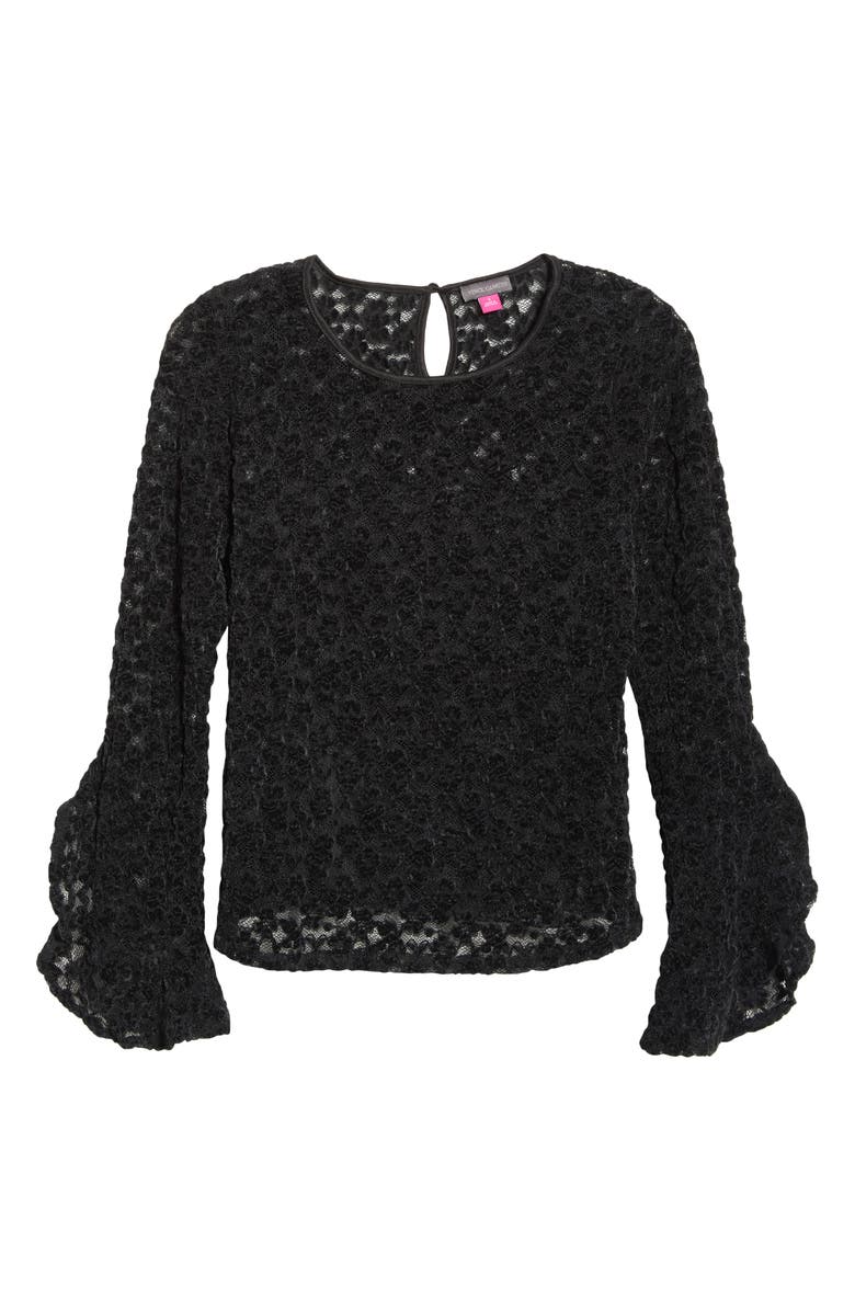 Vince Camuto Velvet Lace Top, Alternate, color, Rich Black