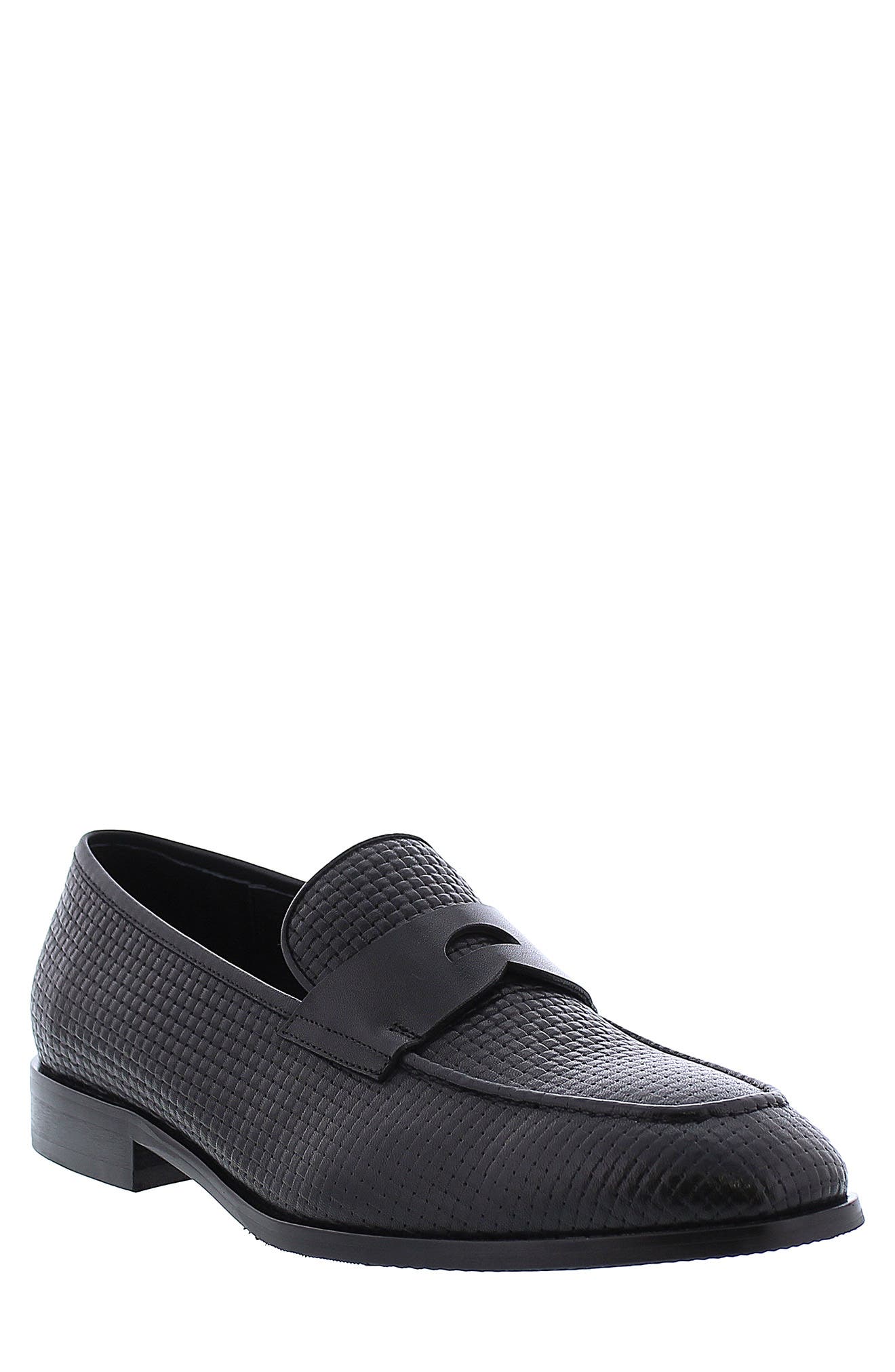 Zanzara Oscar Leather Woven Penny Loafer, Main, color, 