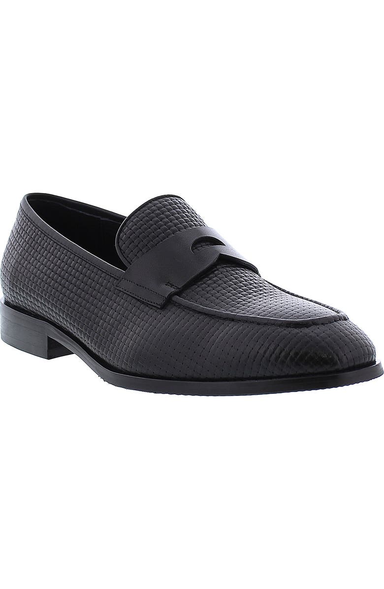 Zanzara Oscar Leather Woven Penny Loafer, Main, color,