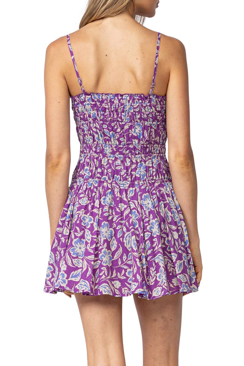 Cotton Smocked Minidress, Alternate, color, PURPLE