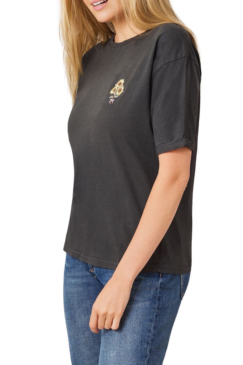 Melissa Girlfriend Tee, Alternate, color, BLACK SAND SUNFLOWER