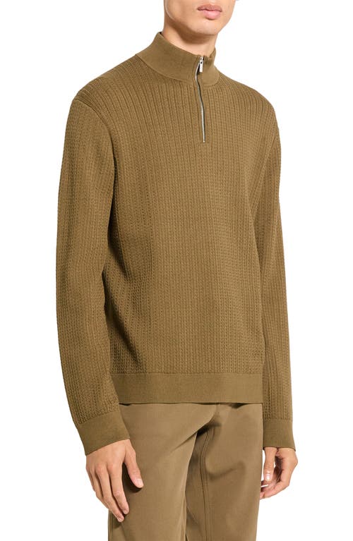 Theory Walton Quarter Zip Sweater In Brown