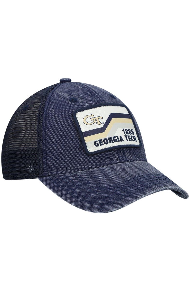 LEGACY ATHLETIC Men's Navy Georgia Tech Yellow Jackets Sun & Bars Dashboard Trucker Snapback Hat, Alternate, color, Navy