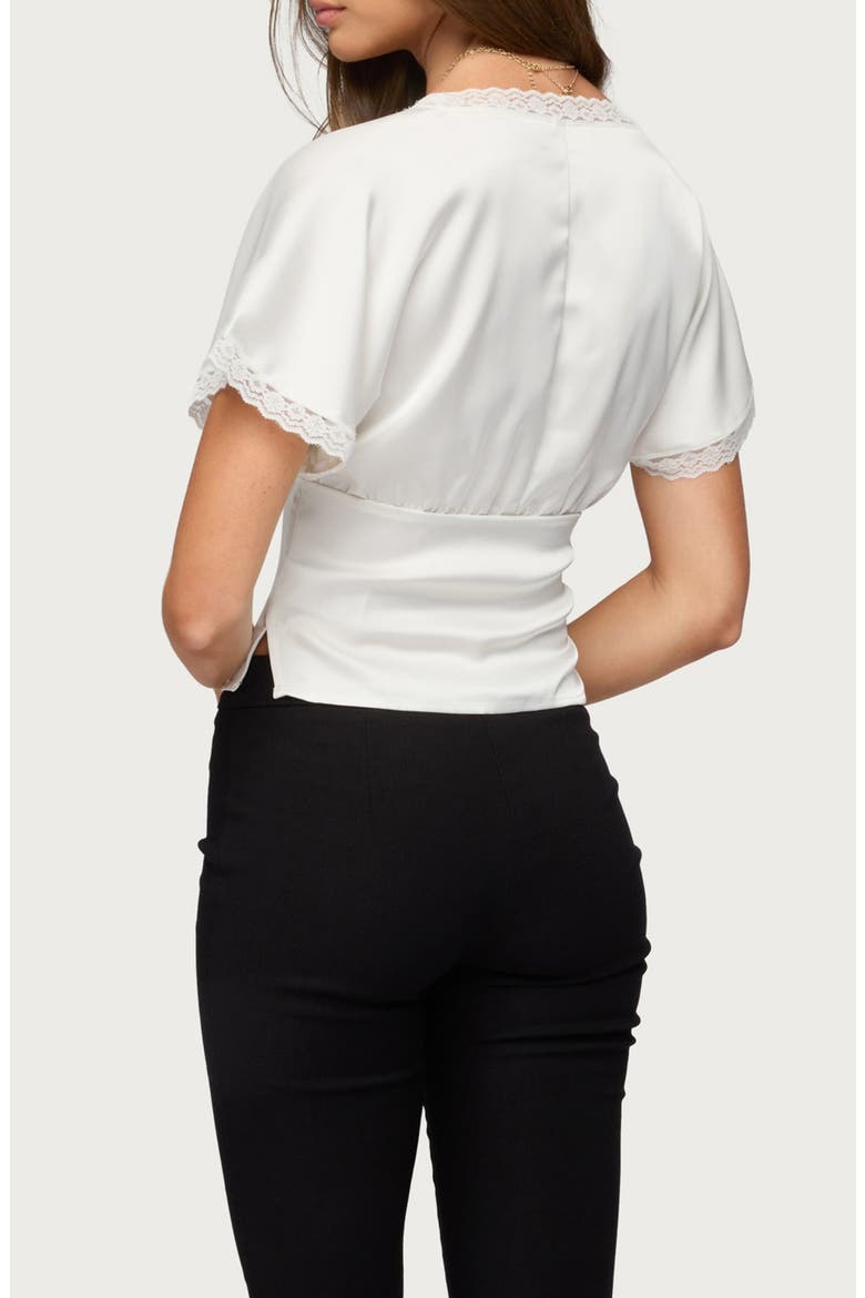 Ihara Lacey Cinched Waist Top, Alternate, color, WHITE