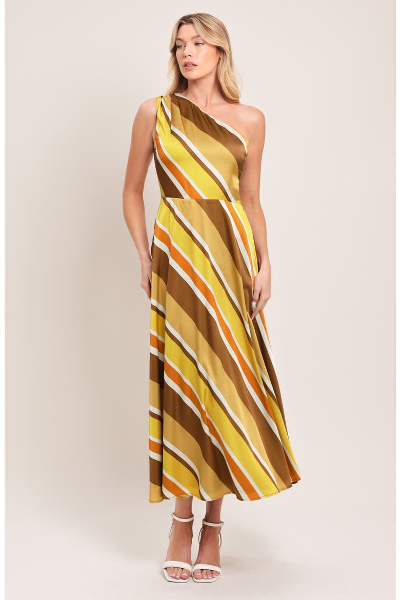 Print Midi Dress, Alternate, color, BROWN GOLD