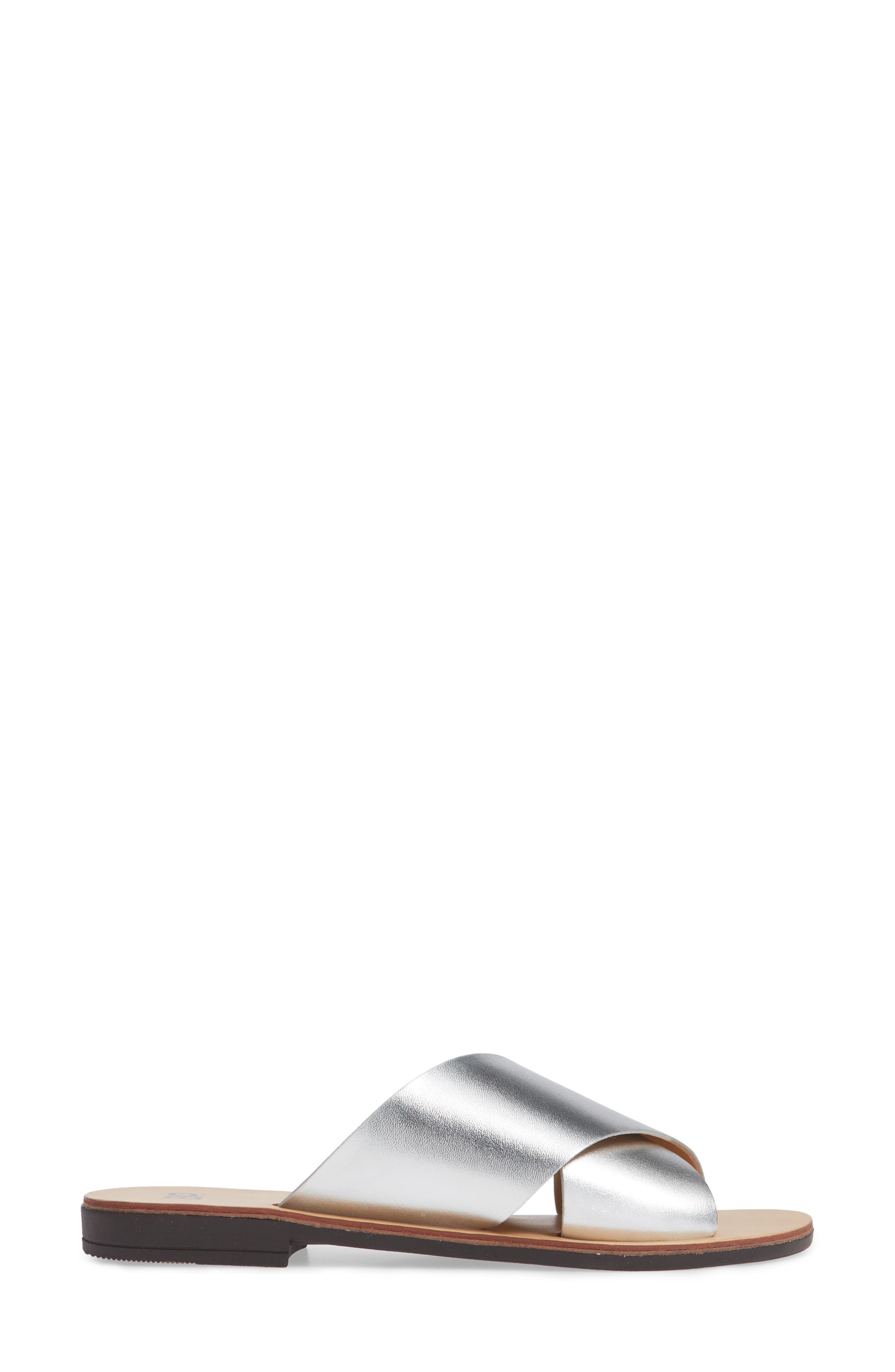Twist Cross Strap Sandal, Alternate, color, SILVER FAUX LEATHER