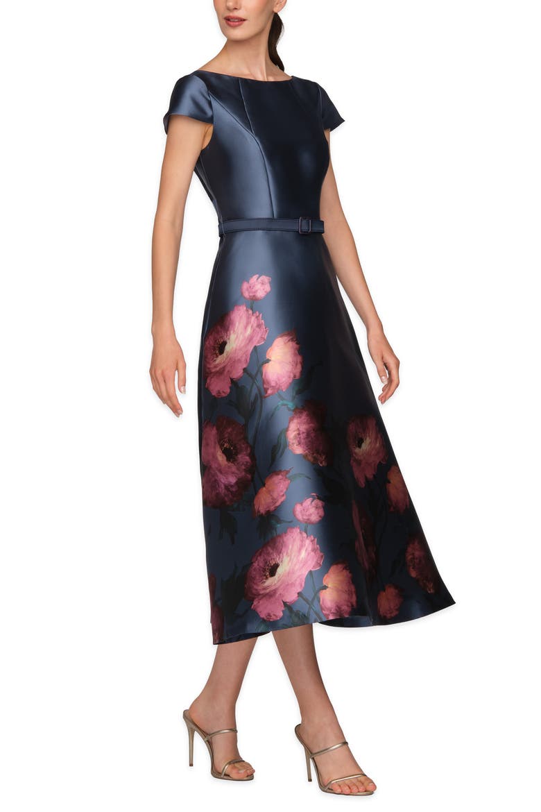 Ina Belted Cocktail Dress, Alternate, color, CHAMBRAY MULTI