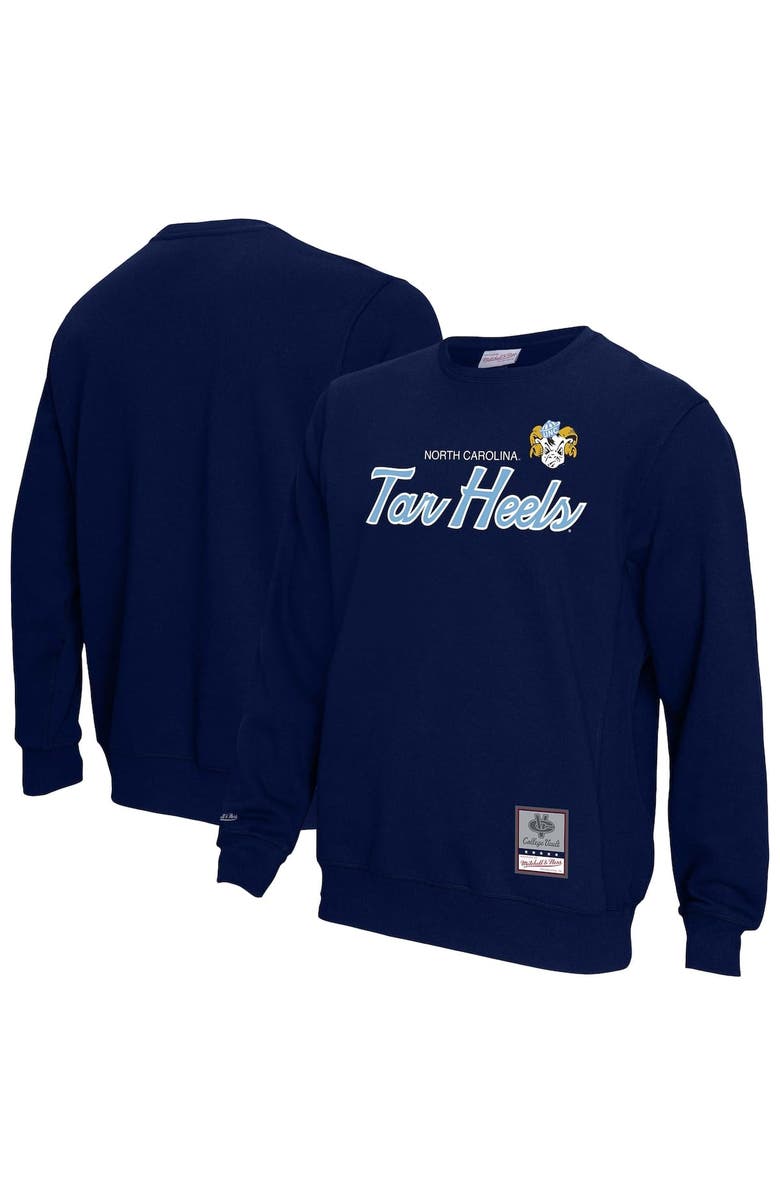 Mitchell & Ness Men's Mitchell & Ness Navy North Carolina Tar Heels Elite Script Pullover Sweatshirt, Main, color, Navy