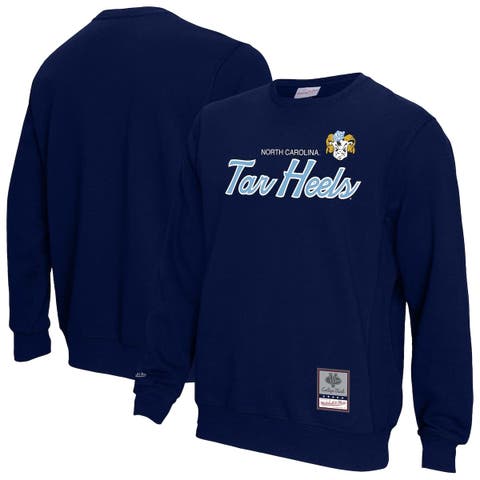 Men's Mitchell & Ness  Navy North Carolina Tar Heels Elite Script Pullover Sweatshirt