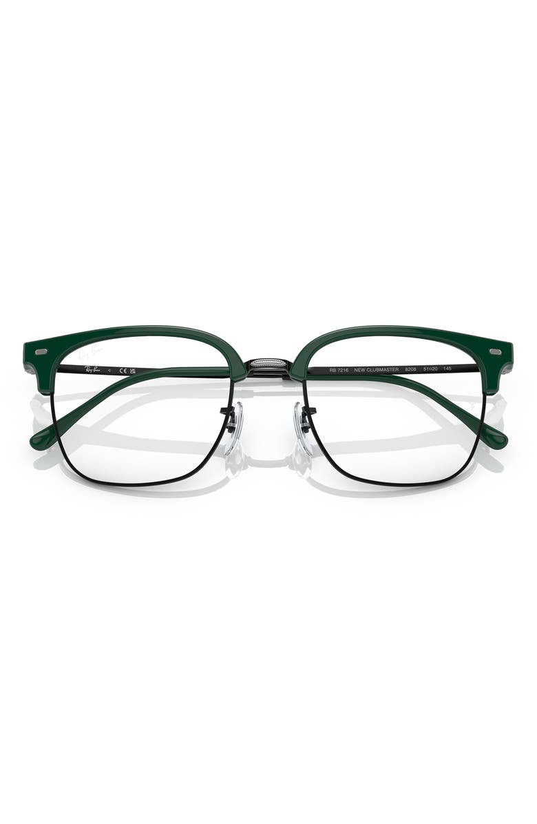 Ray-Ban New Clubmaster 51mm Square Optical Glasses, Alternate, color, Black Green