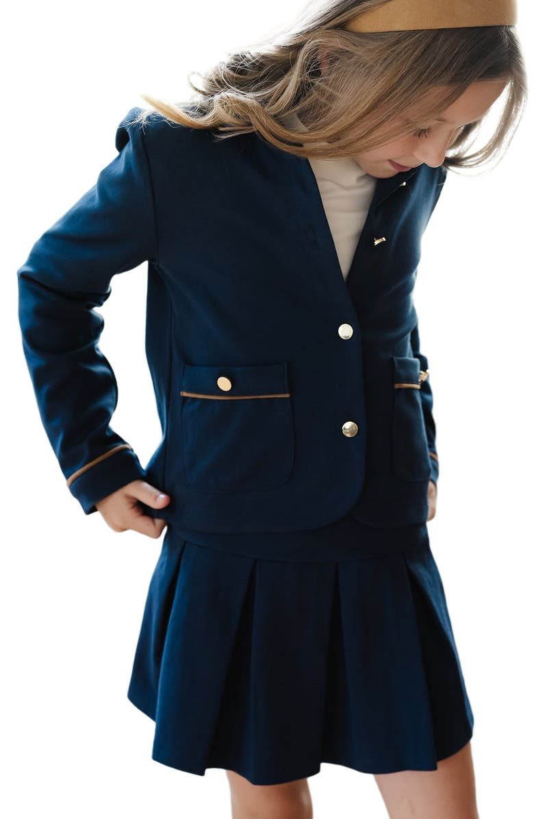 Hope & Henry Girls' Ponte Collared Jacket, Kids, Alternate, color, Navy Quilted