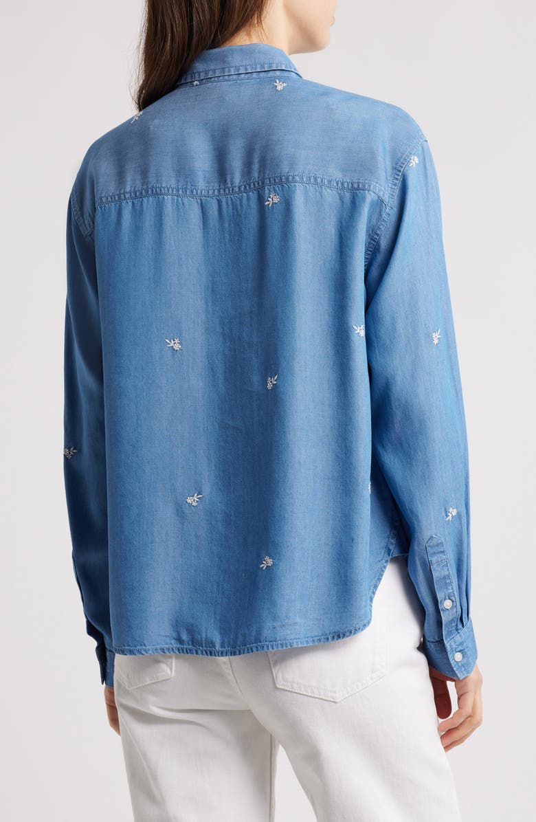 beachlunchlounge Cammie Embroidered Denim Shirt, Alternate, color, 