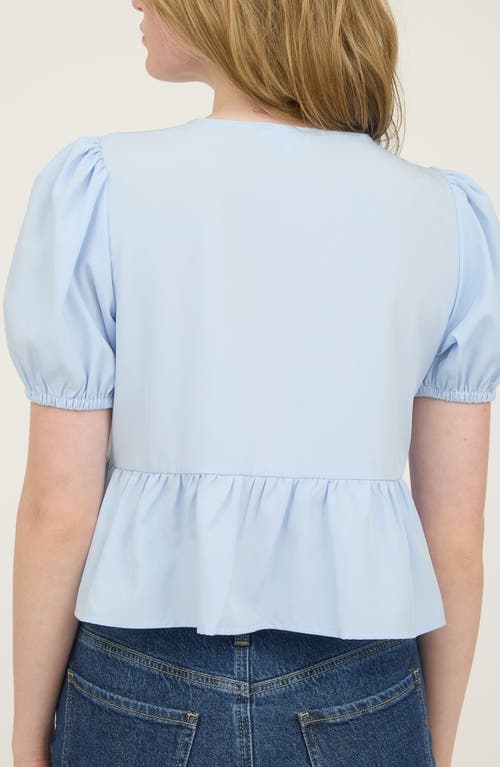 BLU PEPPER BLU PEPPER BOW EMBELLISHED PEPLUM TOP