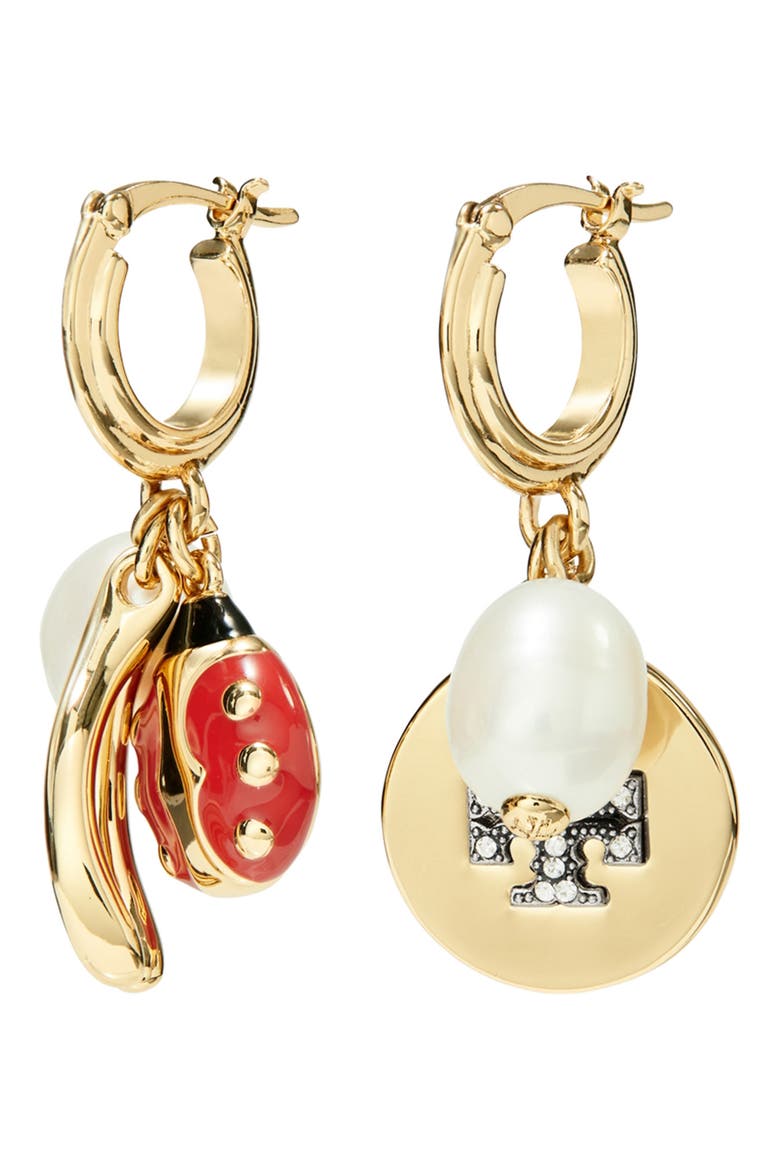 Hoop Cream Tory Burch Mismatched Imitation Pearl Hoop Earrings (Women) | Nordstrom