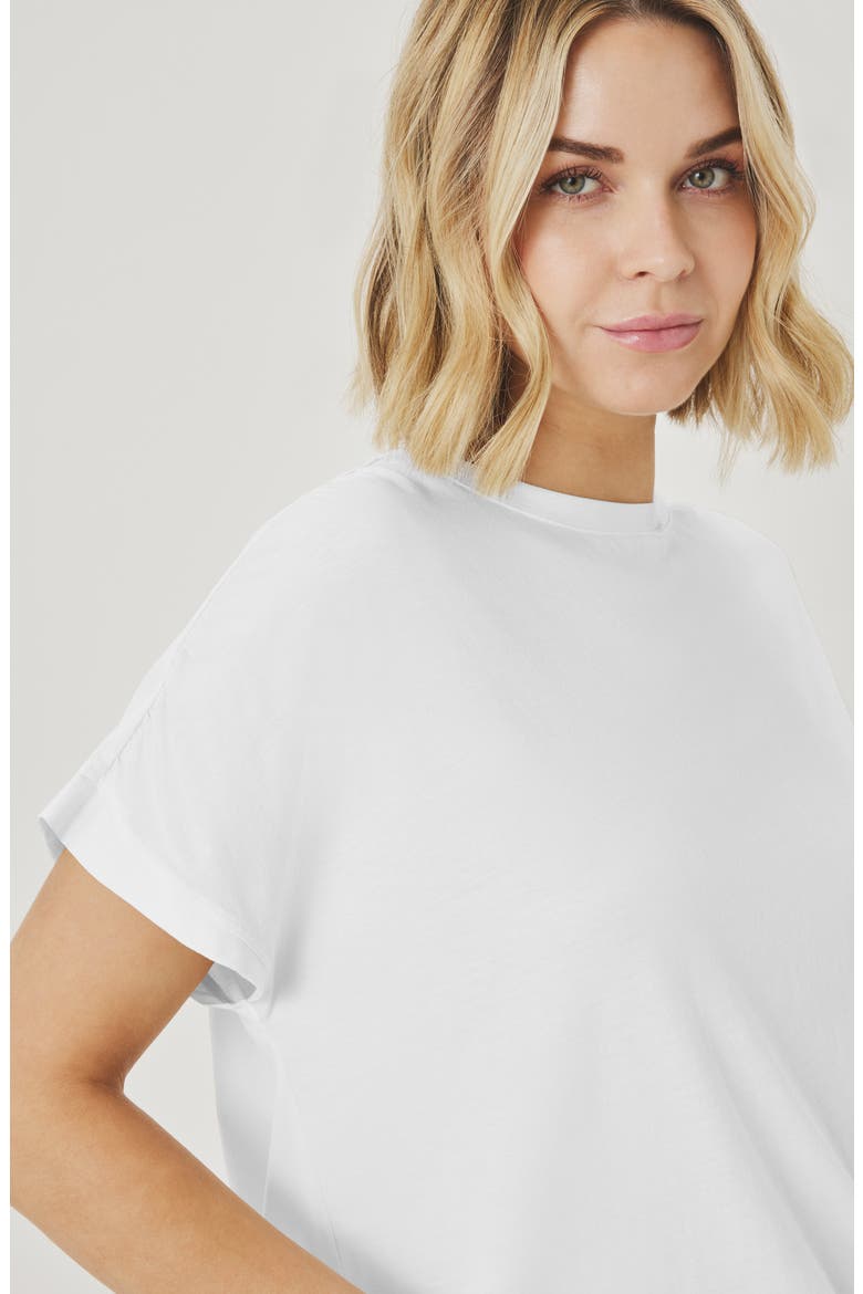 Rebecca Shirred Sleeve Cotton Blend T-Shirt, Alternate, color, WHITE