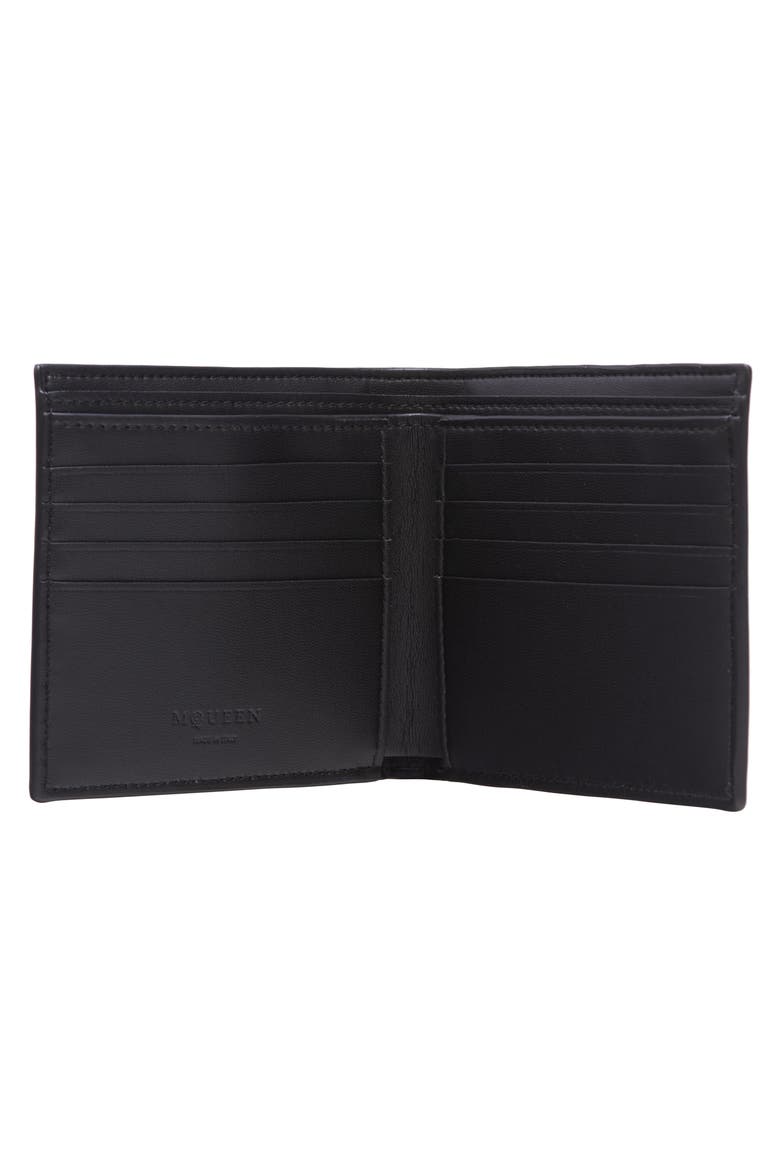 Leather Biffold Wallet, Alternate, color, BLACK/ SILVER