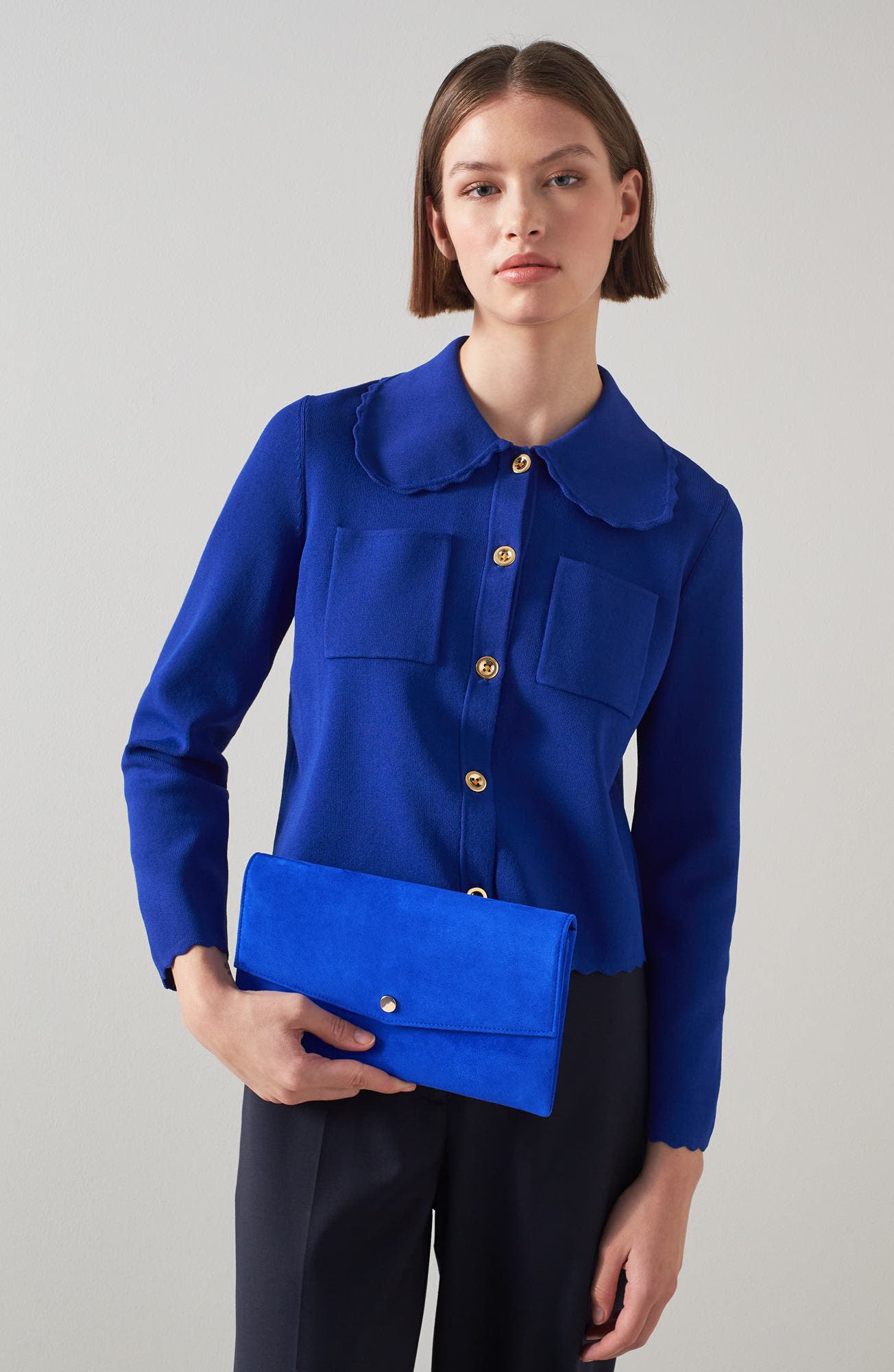 LK Bennett Layla Suede Envelope Flap Clutch, Alternate, color, 