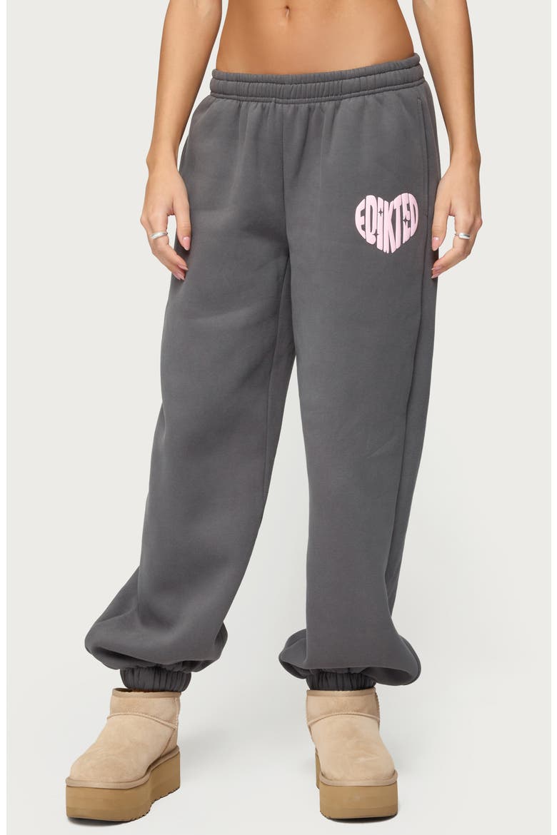 Major Love Fleece Logo Graphic Sweatpants, Main, color, DARK-GRAY