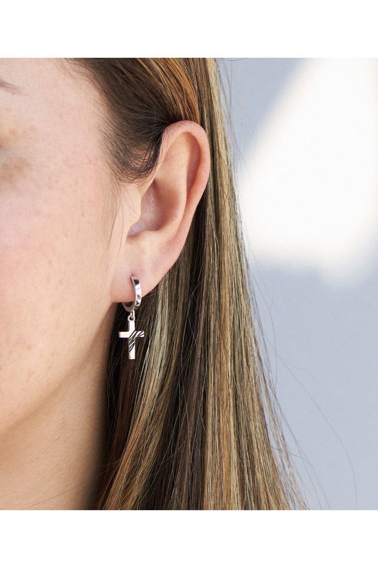 The Tortuga Dangle Cross Earrings, Alternate, color, Sterling Silver