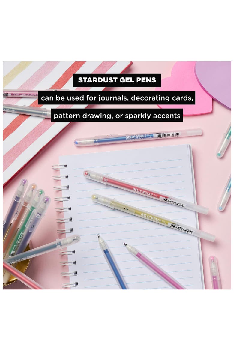 Gelly Roll Stardust Glitter Gel Pens, Clear, Bold Line, 6 Pack, Alternate, color, Multicolor