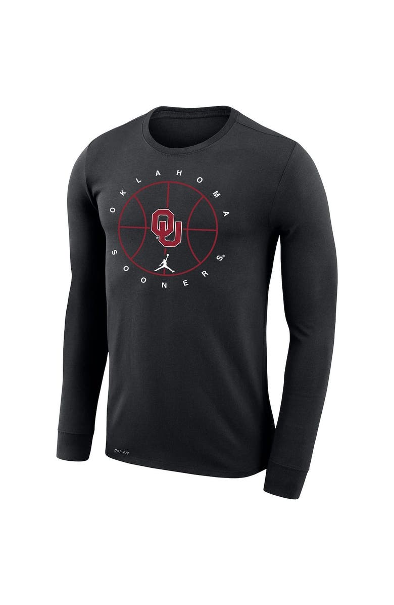 Jordan Brand Men's Jordan Brand Black Oklahoma Sooners Basketball Icon Legend Performance Long Sleeve T-Shirt, Alternate, color,