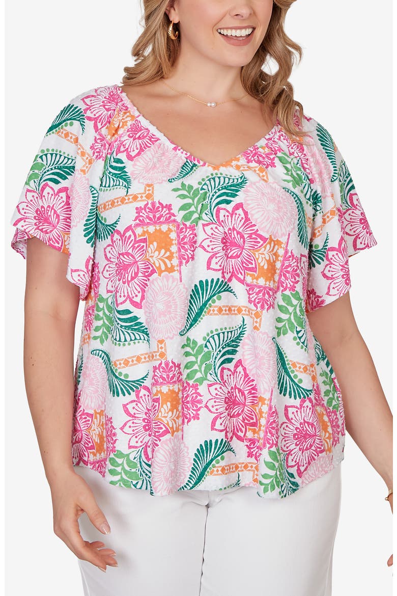 Floral Eyelet Top, Main, color, WHITE MULTI