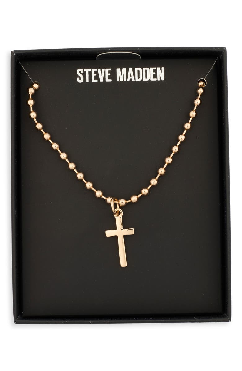 Steve Madden Men's Fine Cross Pendant Necklace, Main, color,