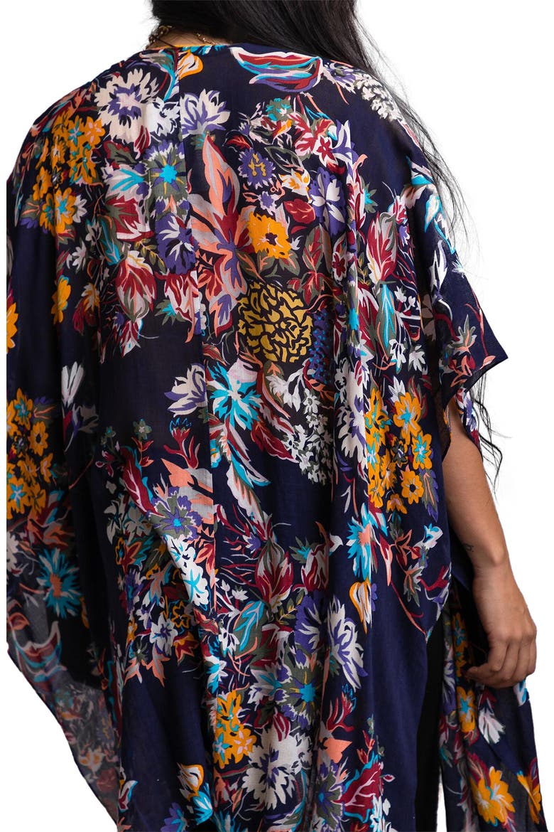 Floral Print Knit Duster, Alternate, color, NAVY