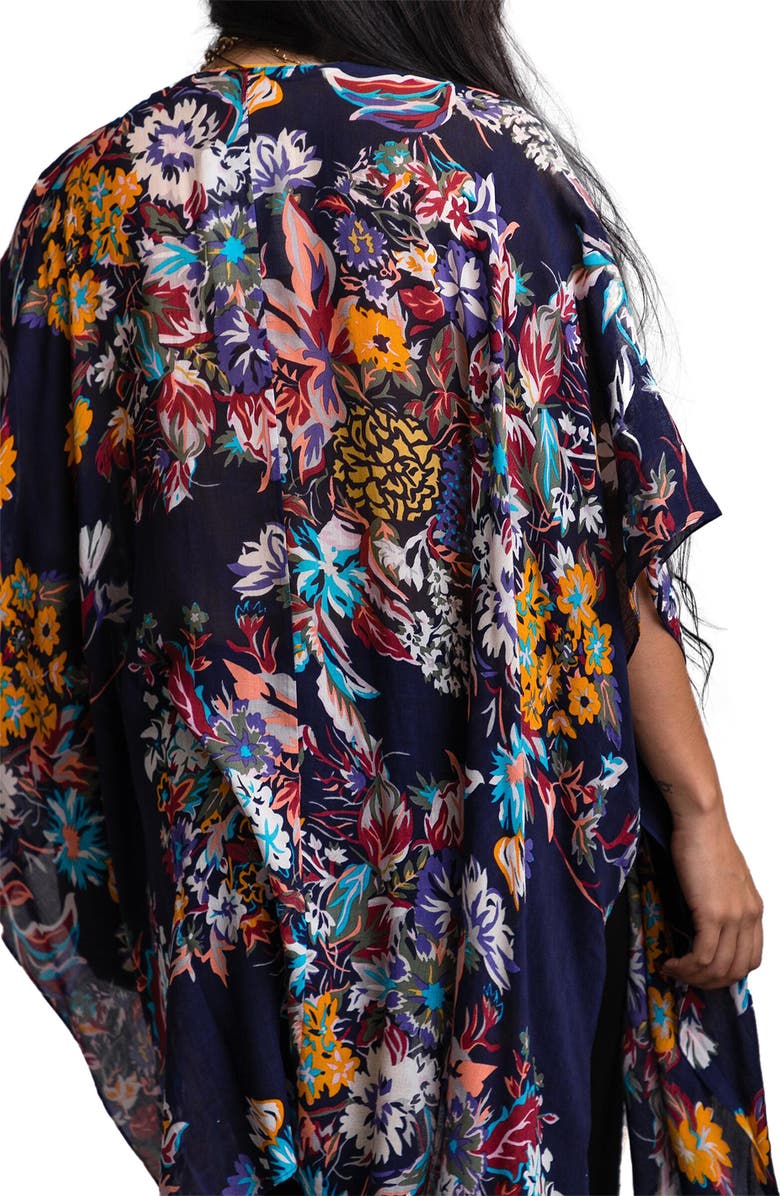 SAACHI Floral Print Knit Duster, Alternate, color, Navy