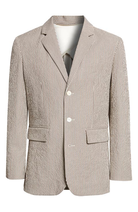 Café Stripe Cotton Stretch Seersucker Sport Coat