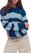Free People Frankie Stripe Cable Stitch Cotton Sweater