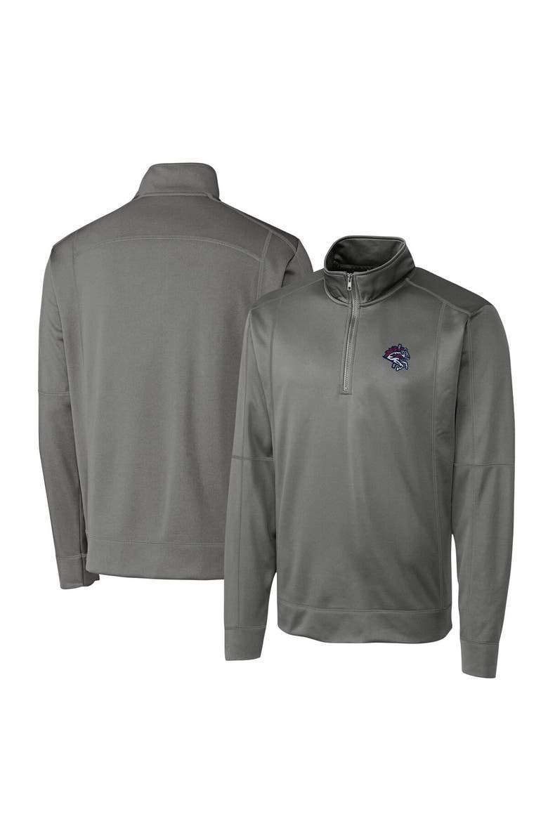 Cutter & Buck Men's Cutter & Buck  Gray Binghamton Rumble Ponies  Clique Helsa Performance Half-Zip Knit Pullover, Main, color, 