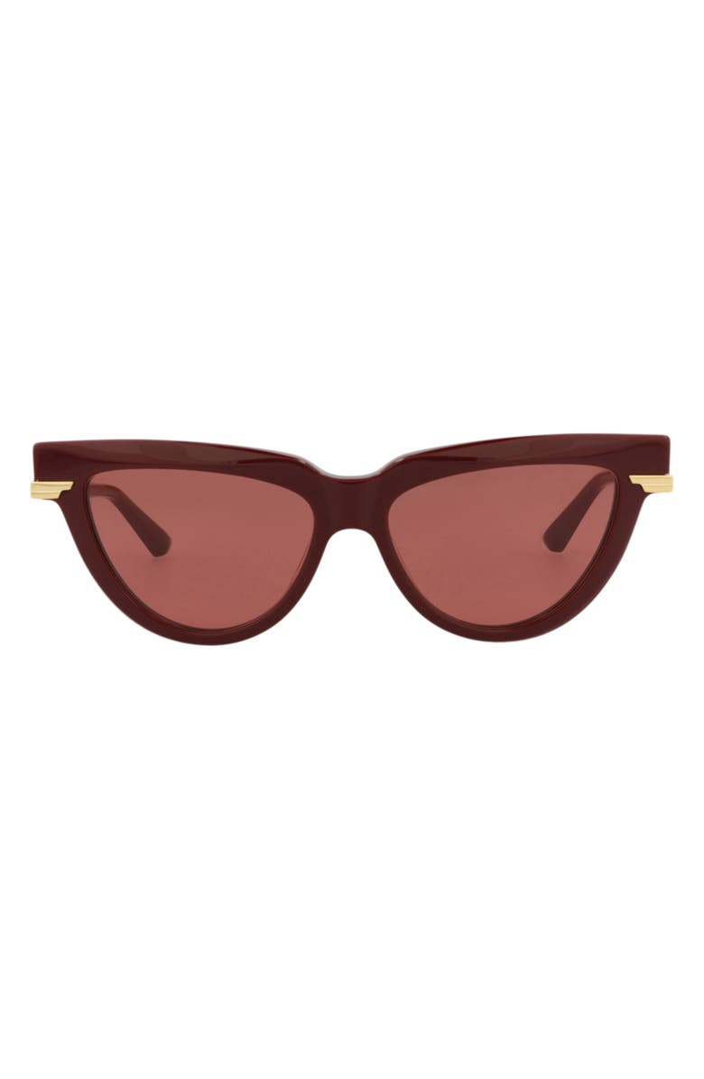 Bottega Veneta 54mm Cat Eye Sunglasses, Main, color, Burgundy Gold Red