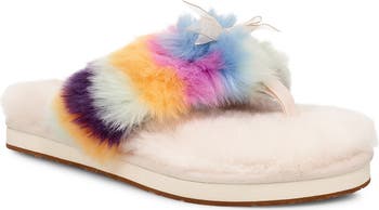 UGG® Fluff Mural Genuine Shearling Flip Flop (Women) | Nordstrom