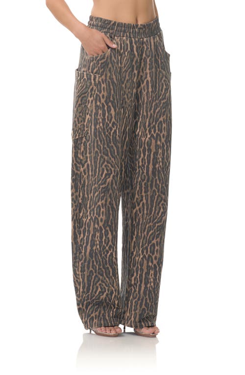 Afrm Rhett Leopard Print Carpenter Jeans In Gray