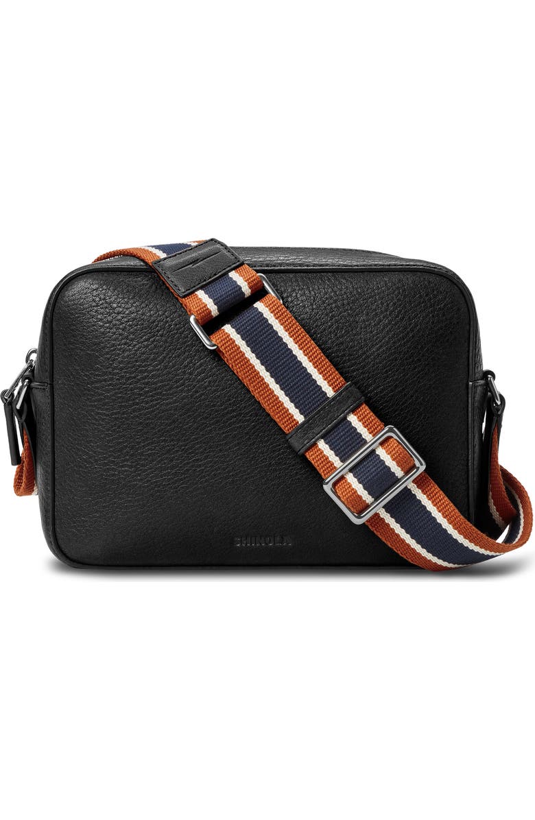 Shinola Leather Camera Crossbody Bag, Main, color, Black