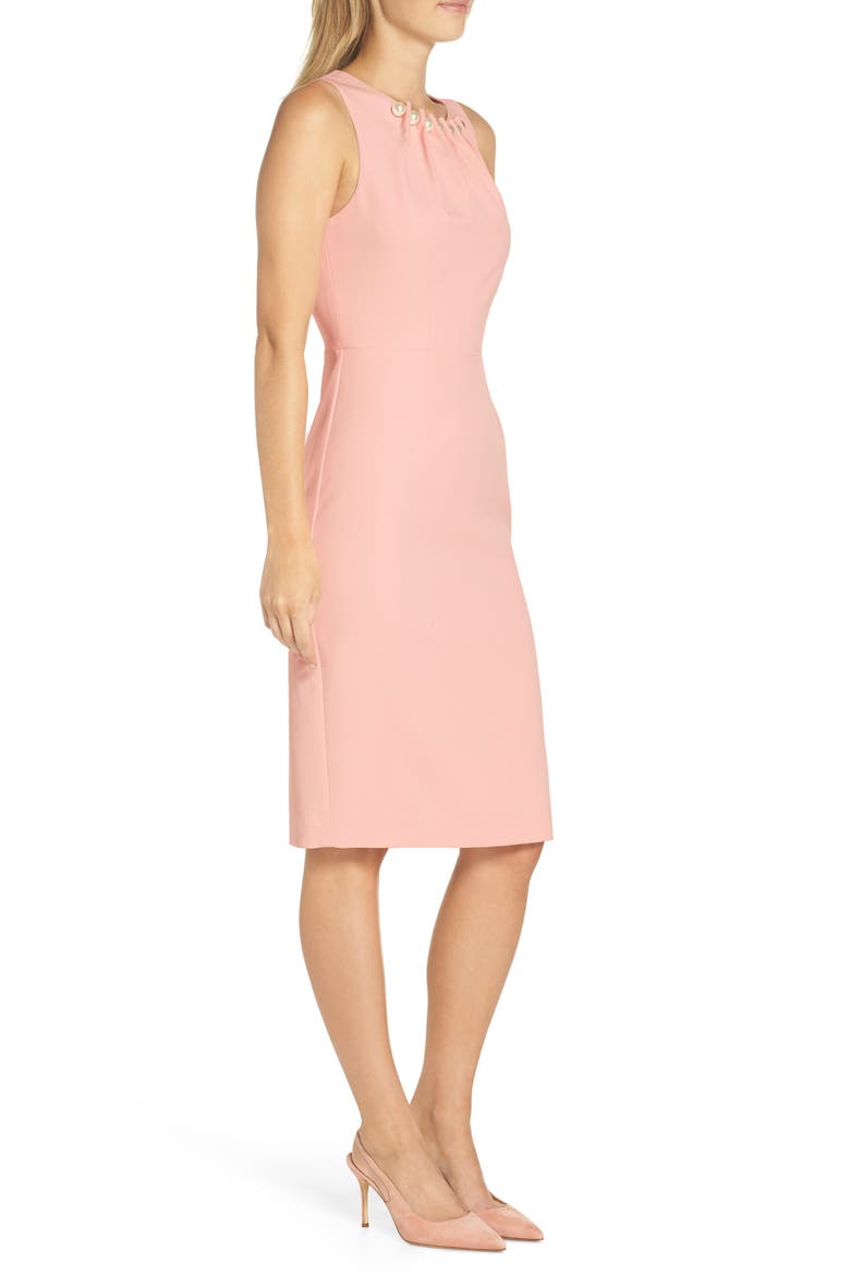 Embellished Neck Sheath Dress, Alternate, color, BLUSH