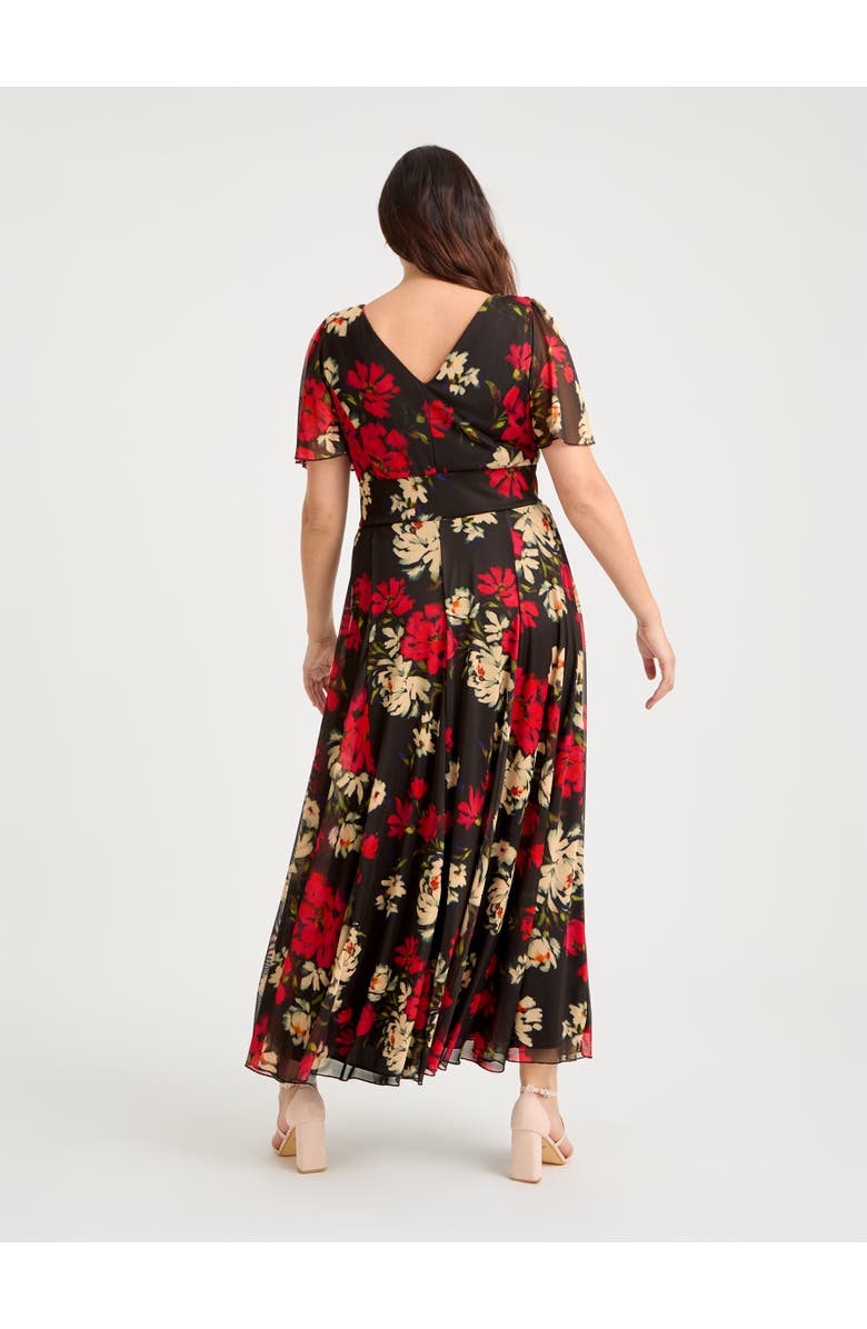 Scarlett & Jo Isabelle Floral Angel Sleeve Maxi Dress, Alternate, color, Black Red Cream