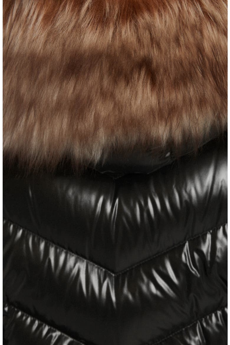 Marre Quilted Down Coat with Removable Genuine Shearling Trim, Alternate, color, BLACK