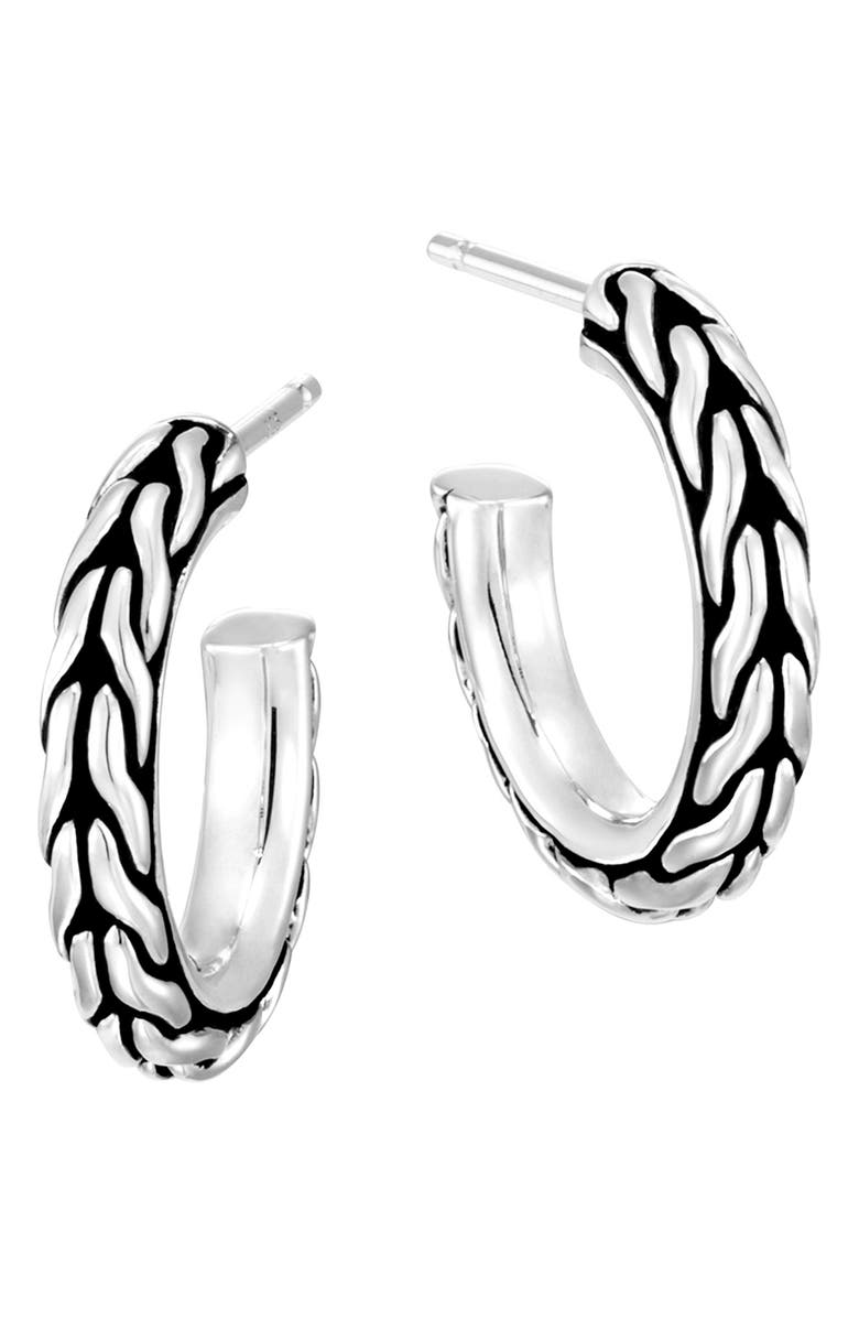 John Hardy Sterling Silver Classic Chain Hoop Earrings, Main, color, Silver