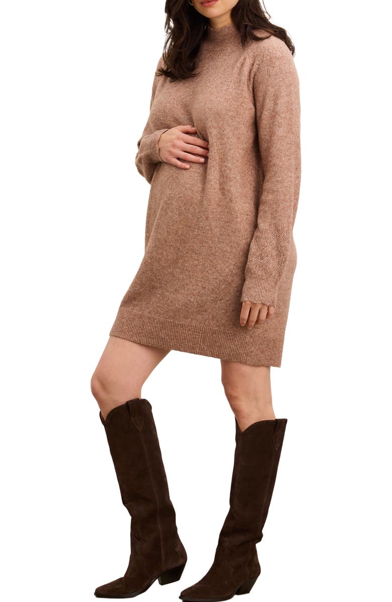 HATCH The Cozy Pointelle Poise Mini Dress, Alternate, color, Mocha