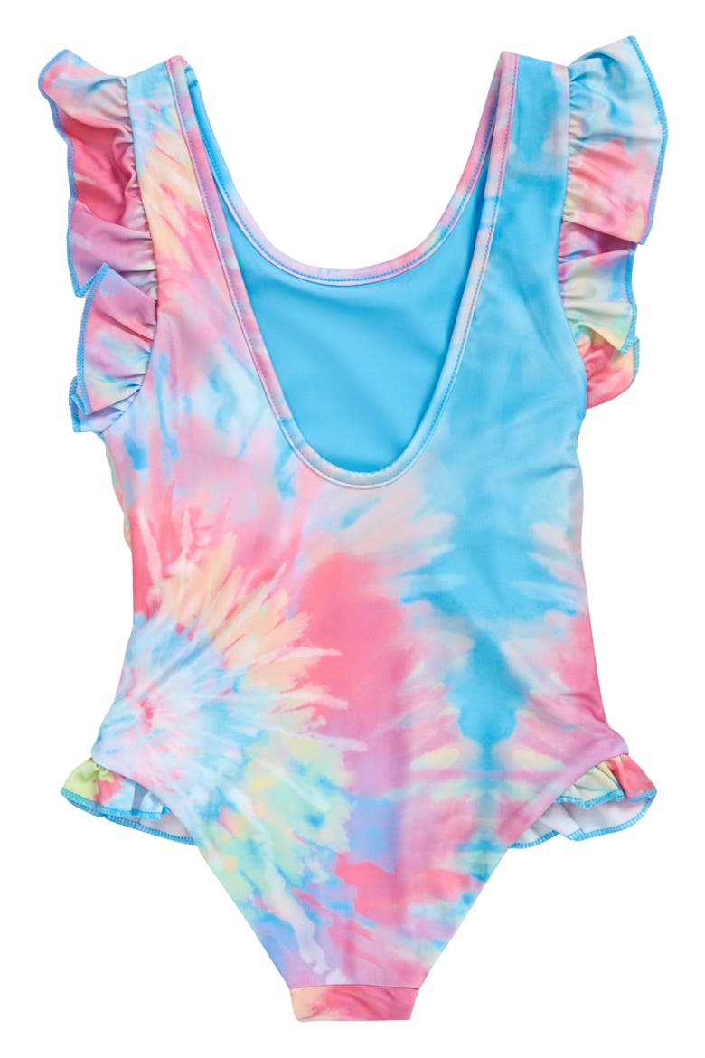 Kids' Ruffles Tie-Dye One-Piece Swimsuit, Alternate, color, MULTI